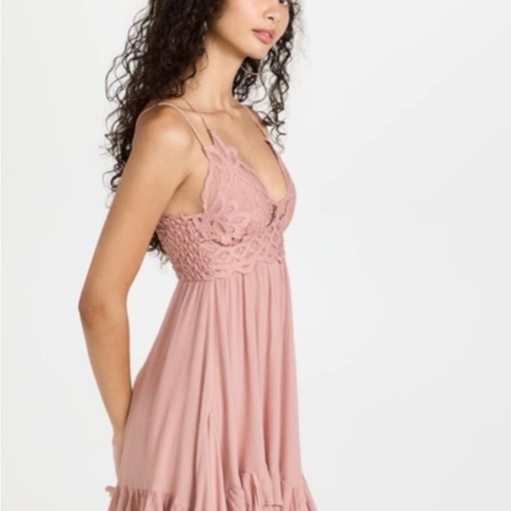 Free People Rose Pink Crochet Lace Dress